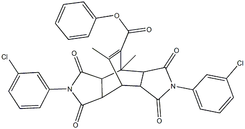 phenyl 4,10-bis(3-chlorophenyl)-1,14-dimethyl-3,5,9,11-tetraoxo-4,10-diazatetracyclo[5.5.2.0~2,6~.0~8,12~]tetradec-13-ene-13-carboxylate Structure