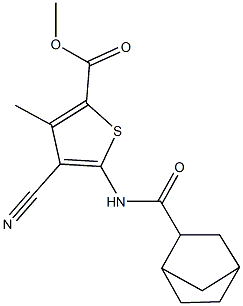 methyl 5-[(bicyclo[2.2.1]hept-2-ylcarbonyl)amino]-4-cyano-3-methyl-2-thiophenecarboxylate Struktur