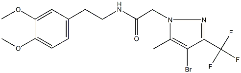 2-[4-bromo-5-methyl-3-(trifluoromethyl)-1H-pyrazol-1-yl]-N-[2-(3,4-dimethoxyphenyl)ethyl]acetamide Struktur