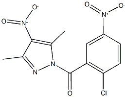 1-{2-chloro-5-nitrobenzoyl}-4-nitro-3,5-dimethyl-1H-pyrazole Struktur