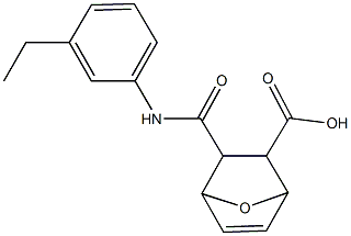 3-[(3-ethylanilino)carbonyl]-7-oxabicyclo[2.2.1]hept-5-ene-2-carboxylic acid Struktur