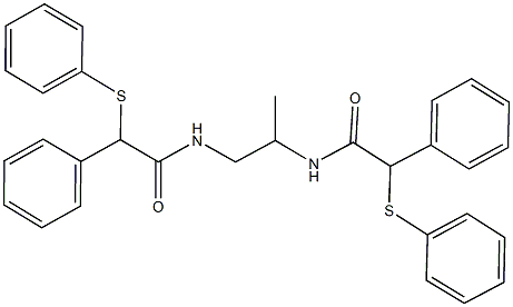 N-(1-methyl-2-{[phenyl(phenylsulfanyl)acetyl]amino}ethyl)-2-phenyl-2-(phenylsulfanyl)acetamide Struktur