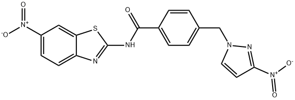 N-{6-nitro-1,3-benzothiazol-2-yl}-4-({3-nitro-1H-pyrazol-1-yl}methyl)benzamide Struktur