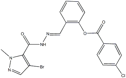 2-{2-[(4-bromo-1-methyl-1H-pyrazol-5-yl)carbonyl]carbohydrazonoyl}phenyl 4-chlorobenzoate Struktur