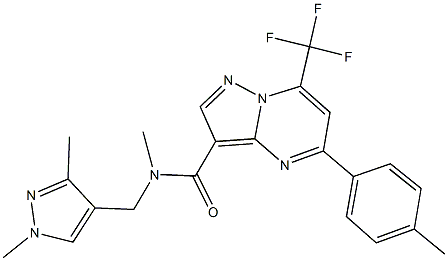 N-[(1,3-dimethyl-1H-pyrazol-4-yl)methyl]-N-methyl-5-(4-methylphenyl)-7-(trifluoromethyl)pyrazolo[1,5-a]pyrimidine-3-carboxamide Struktur