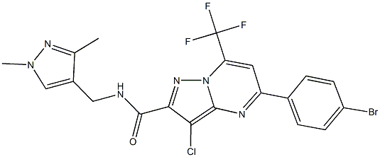 5-(4-bromophenyl)-3-chloro-N-[(1,3-dimethyl-1H-pyrazol-4-yl)methyl]-7-(trifluoromethyl)pyrazolo[1,5-a]pyrimidine-2-carboxamide Struktur