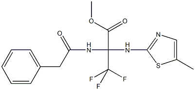 methyl 3,3,3-trifluoro-2-[(5-methyl-1,3-thiazol-2-yl)amino]-2-[(phenylacetyl)amino]propanoate Struktur