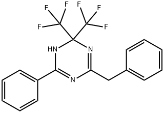 2-benzyl-6-phenyl-4,4-bis(trifluoromethyl)-1,4-dihydro-1,3,5-triazine Struktur