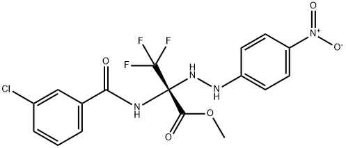 methyl 2-[(3-chlorobenzoyl)amino]-3,3,3-trifluoro-2-(2-{4-nitrophenyl}hydrazino)propanoate Struktur