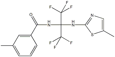 3-methyl-N-[2,2,2-trifluoro-1-[(5-methyl-1,3-thiazol-2-yl)amino]-1-(trifluoromethyl)ethyl]benzamide Struktur