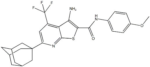 6-(1-adamantyl)-3-amino-N-(4-methoxyphenyl)-4-(trifluoromethyl)thieno[2,3-b]pyridine-2-carboxamide Struktur