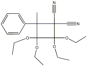 2,2,3,3-tetraethoxy-4-methyl-4-phenyl-1,1-cyclobutanedicarbonitrile Struktur