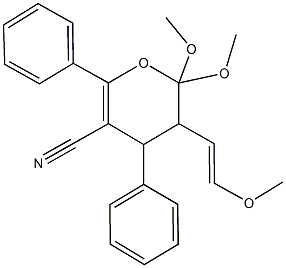 2,2-dimethoxy-3-(2-methoxyvinyl)-4,6-diphenyl-3,4-dihydro-2H-pyran-5-carbonitrile Struktur