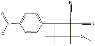 4-{4-nitrophenyl}-2-methoxy-2,3,3-trimethyl-1,1-cyclobutanedicarbonitrile Struktur