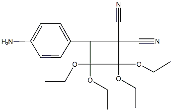 4-(4-aminophenyl)-2,2,3,3-tetraethoxy-1,1-cyclobutanedicarbonitrile Struktur