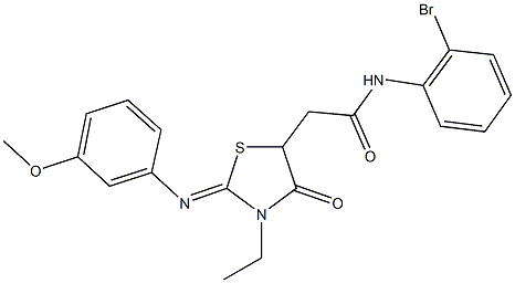 N-(2-bromophenyl)-2-{3-ethyl-2-[(3-methoxyphenyl)imino]-4-oxo-1,3-thiazolidin-5-yl}acetamide Struktur