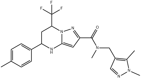 N-[(1,5-dimethyl-1H-pyrazol-4-yl)methyl]-N-methyl-5-(4-methylphenyl)-7-(trifluoromethyl)-4,5,6,7-tetrahydropyrazolo[1,5-a]pyrimidine-2-carboxamide Struktur