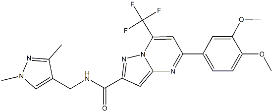 5-(3,4-dimethoxyphenyl)-N-[(1,3-dimethyl-1H-pyrazol-4-yl)methyl]-7-(trifluoromethyl)pyrazolo[1,5-a]pyrimidine-2-carboxamide Struktur