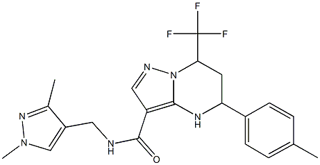 N-[(1,3-dimethyl-1H-pyrazol-4-yl)methyl]-5-(4-methylphenyl)-7-(trifluoromethyl)-4,5,6,7-tetrahydropyrazolo[1,5-a]pyrimidine-3-carboxamide Struktur