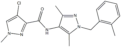 4-chloro-N-[3,5-dimethyl-1-(2-methylbenzyl)-1H-pyrazol-4-yl]-1-methyl-1H-pyrazole-3-carboxamide Struktur