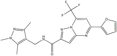 5-(2-furyl)-7-(trifluoromethyl)-N-[(1,3,5-trimethyl-1H-pyrazol-4-yl)methyl]pyrazolo[1,5-a]pyrimidine-2-carboxamide Struktur