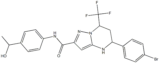 5-(4-bromophenyl)-N-[4-(1-hydroxyethyl)phenyl]-7-(trifluoromethyl)-4,5,6,7-tetrahydropyrazolo[1,5-a]pyrimidine-2-carboxamide Struktur