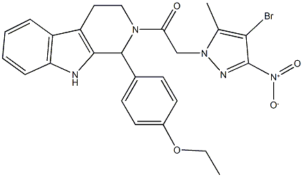 2-({4-bromo-3-nitro-5-methyl-1H-pyrazol-1-yl}acetyl)-1-(4-ethoxyphenyl)-2,3,4,9-tetrahydro-1H-beta-carboline Struktur