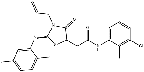 2-{3-allyl-2-[(2,5-dimethylphenyl)imino]-4-oxo-1,3-thiazolidin-5-yl}-N-(3-chloro-2-methylphenyl)acetamide Struktur