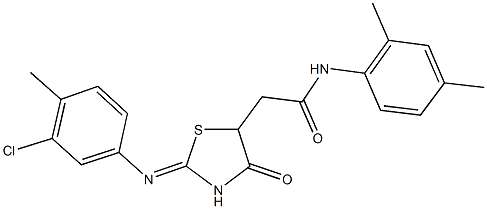 2-{2-[(3-chloro-4-methylphenyl)imino]-4-oxo-1,3-thiazolidin-5-yl}-N-(2,4-dimethylphenyl)acetamide Struktur