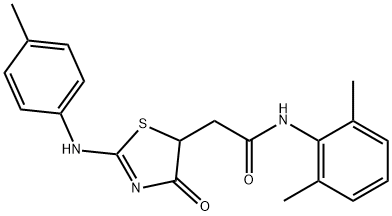 N-(2,6-dimethylphenyl)-2-{2-[(4-methylphenyl)imino]-4-oxo-1,3-thiazolidin-5-yl}acetamide Struktur