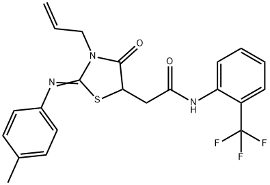 2-{3-allyl-2-[(4-methylphenyl)imino]-4-oxo-1,3-thiazolidin-5-yl}-N-[2-(trifluoromethyl)phenyl]acetamide Struktur