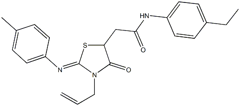 2-{3-allyl-2-[(4-methylphenyl)imino]-4-oxo-1,3-thiazolidin-5-yl}-N-(4-ethylphenyl)acetamide Struktur