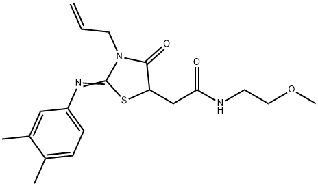 2-{3-allyl-2-[(3,4-dimethylphenyl)imino]-4-oxo-1,3-thiazolidin-5-yl}-N-(2-methoxyethyl)acetamide Struktur