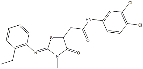 N-(3,4-dichlorophenyl)-2-{2-[(2-ethylphenyl)imino]-3-methyl-4-oxo-1,3-thiazolidin-5-yl}acetamide Struktur