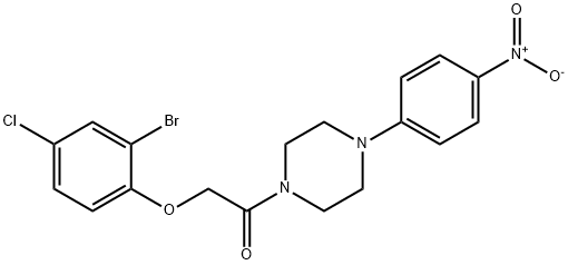 1-[(2-bromo-4-chlorophenoxy)acetyl]-4-{4-nitrophenyl}piperazine Struktur