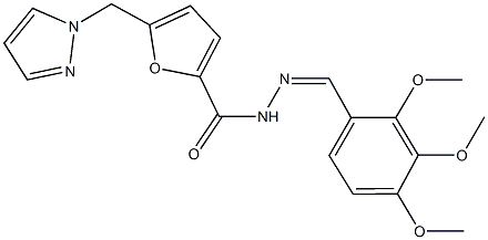 5-(1H-pyrazol-1-ylmethyl)-N'-(2,3,4-trimethoxybenzylidene)-2-furohydrazide Struktur