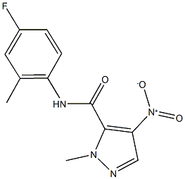 N-(4-fluoro-2-methylphenyl)-4-nitro-1-methyl-1H-pyrazole-5-carboxamide Struktur