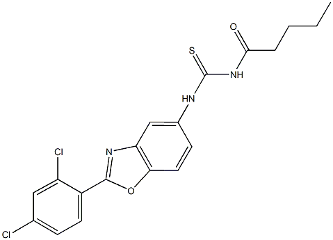 N-[2-(2,4-dichlorophenyl)-1,3-benzoxazol-5-yl]-N'-pentanoylthiourea Struktur