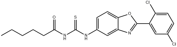 N-[2-(2,5-dichlorophenyl)-1,3-benzoxazol-5-yl]-N'-hexanoylthiourea Struktur