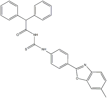 N-(diphenylacetyl)-N'-[4-(6-methyl-1,3-benzoxazol-2-yl)phenyl]thiourea Struktur