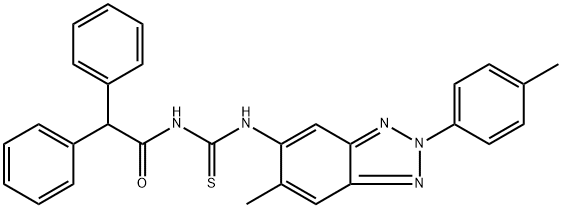 N-(diphenylacetyl)-N'-[6-methyl-2-(4-methylphenyl)-2H-1,2,3-benzotriazol-5-yl]thiourea Struktur