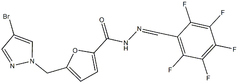 5-[(4-bromo-1H-pyrazol-1-yl)methyl]-N'-(2,3,4,5,6-pentafluorobenzylidene)-2-furohydrazide Struktur