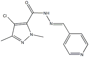 4-chloro-1,3-dimethyl-N'-(4-pyridinylmethylene)-1H-pyrazole-5-carbohydrazide Struktur