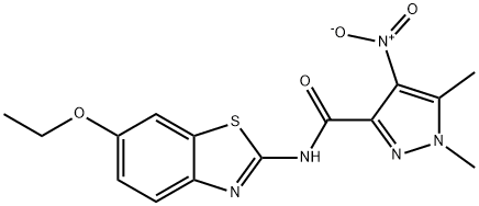 N-(6-ethoxy-1,3-benzothiazol-2-yl)-4-nitro-1,5-dimethyl-1H-pyrazole-3-carboxamide Struktur