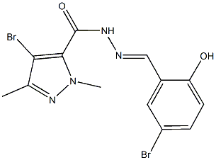 4-bromo-N'-(5-bromo-2-hydroxybenzylidene)-1,3-dimethyl-1H-pyrazole-5-carbohydrazide Struktur