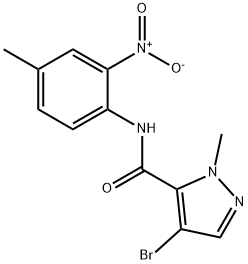 4-bromo-N-{2-nitro-4-methylphenyl}-1-methyl-1H-pyrazole-5-carboxamide Struktur