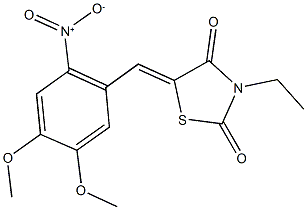 3-ethyl-5-{2-nitro-4,5-dimethoxybenzylidene}-1,3-thiazolidine-2,4-dione Struktur