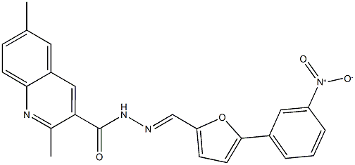 N'-[(5-{3-nitrophenyl}-2-furyl)methylene]-2,6-dimethyl-3-quinolinecarbohydrazide Struktur