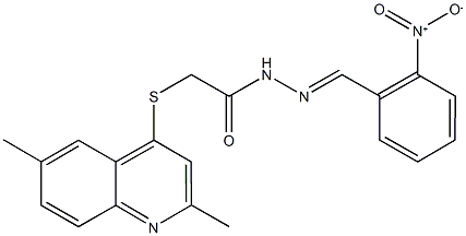 2-[(2,6-dimethyl-4-quinolinyl)sulfanyl]-N'-{2-nitrobenzylidene}acetohydrazide Struktur