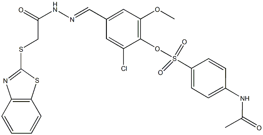 4-{2-[(1,3-benzothiazol-2-ylsulfanyl)acetyl]carbohydrazonoyl}-2-chloro-6-methoxyphenyl 4-(acetylamino)benzenesulfonate Struktur